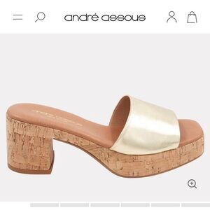 Andre Assous Gold Mules with Cork Heel